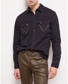 Chemise col classique à clous noire