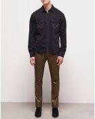 Chemise col classique à clous noire