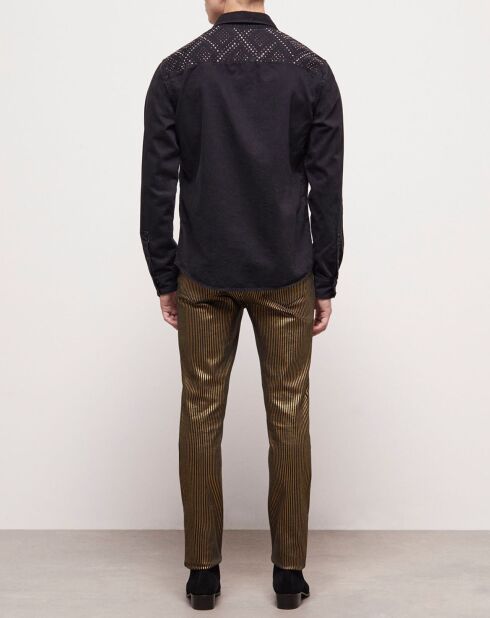 Chemise col classique à clous noire