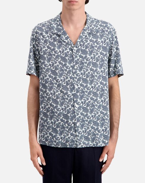 Chemise imprimée manches courtes bleue