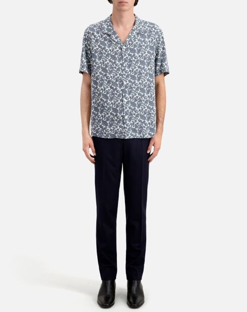 Chemise imprimée manches courtes bleue