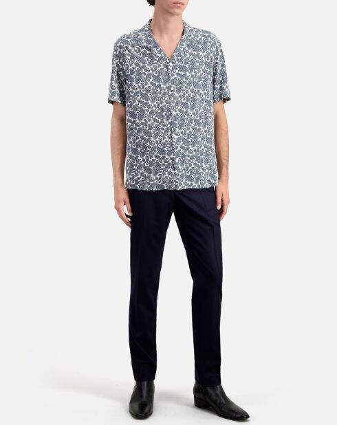 Chemise imprimée manches courtes bleue