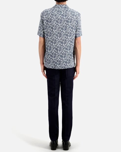 Chemise imprimée manches courtes bleue