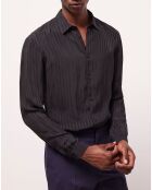 Chemise col classique à rayures noire