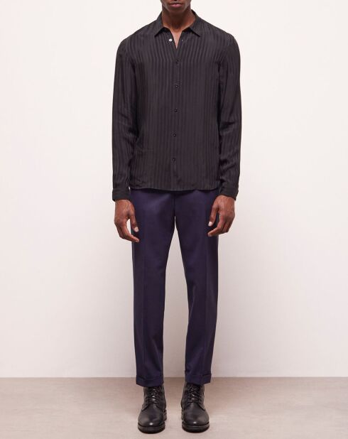 Chemise col classique à rayures noire