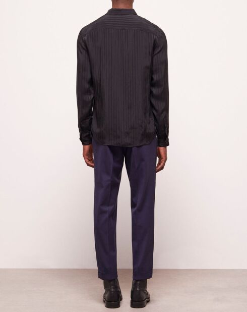 Chemise col classique à rayures noire