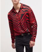 Chemise col hawaïen imprimé noir/rouge