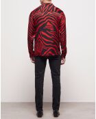 Chemise col hawaïen imprimé noir/rouge