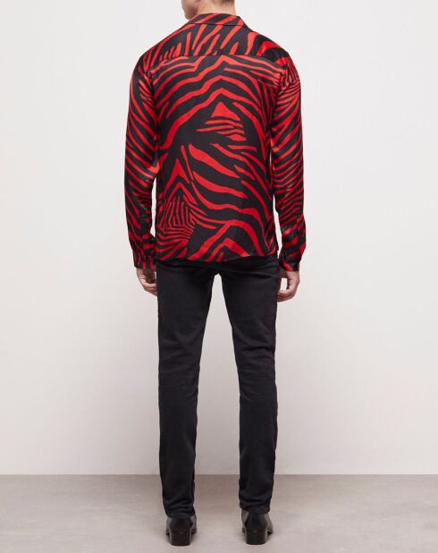 Chemise col hawaïen imprimé noir/rouge