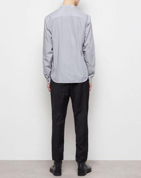Chemise col officier slim à rayures noire