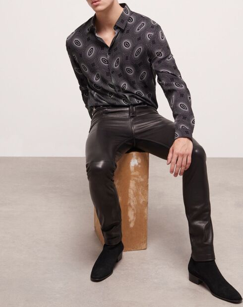 Chemise col classique imprimé noire