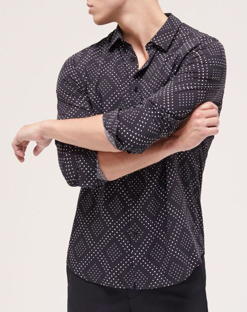Chemise col classique imprimé noire