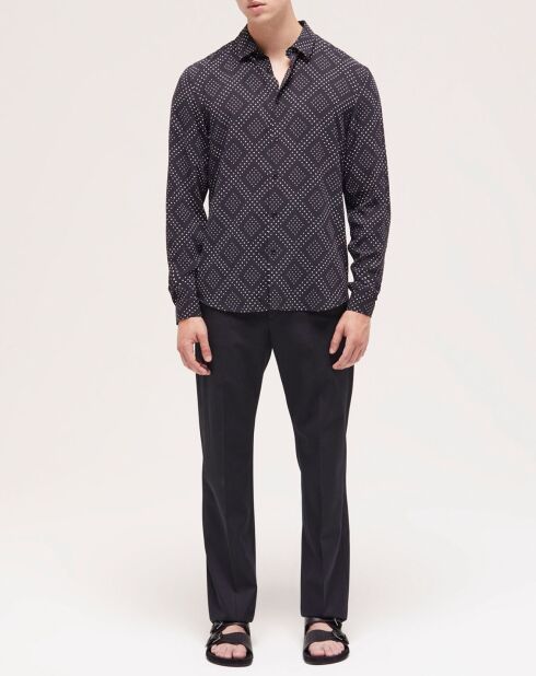 Chemise col classique imprimé noire