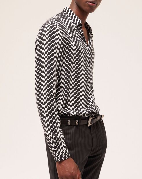 Chemise col classique imprimé noire
