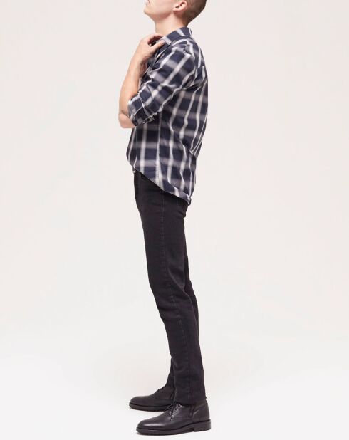 Chemise à carreaux et poches bleu marine