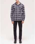 Chemise à carreaux et poches bleu marine