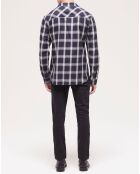 Chemise à carreaux et poches bleu marine
