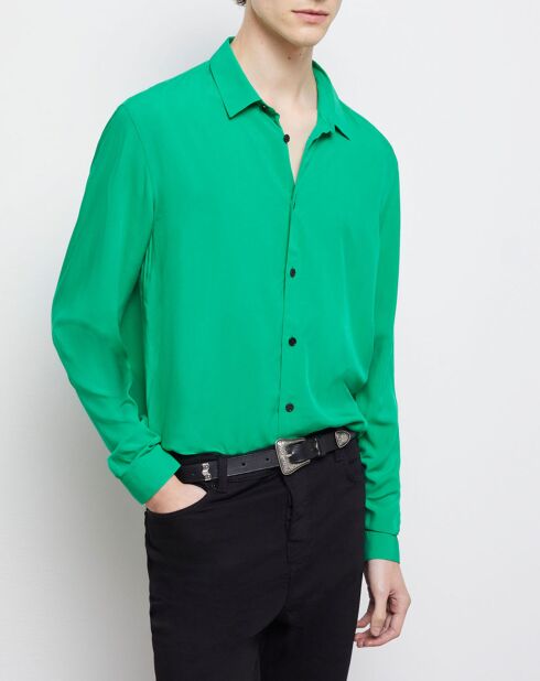 Chemise col classique verte