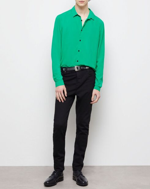 Chemise col classique verte