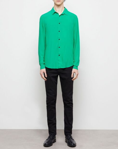 Chemise col classique verte