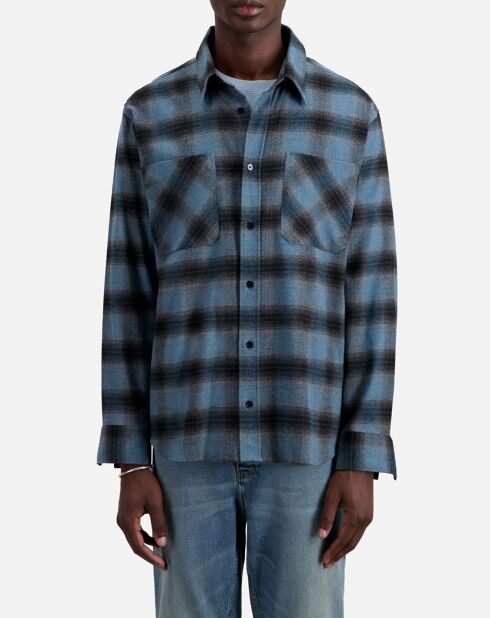 Chemise à carreaux bleus et noirs