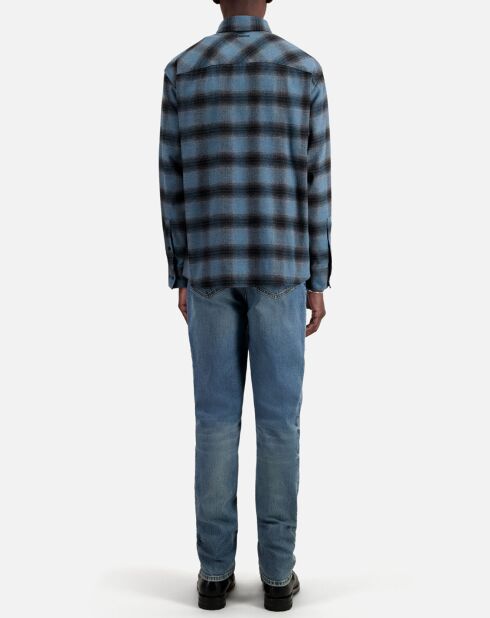 Chemise à carreaux bleus et noirs