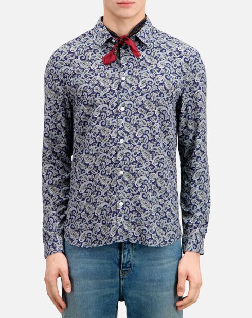 Chemise imprimée bleu marine
