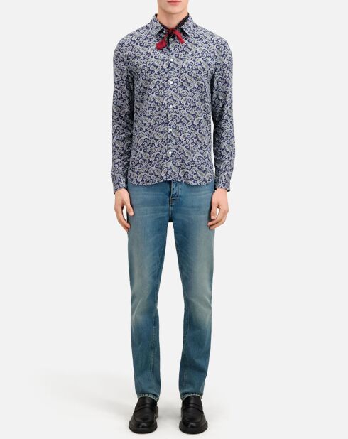 Chemise imprimée bleu marine