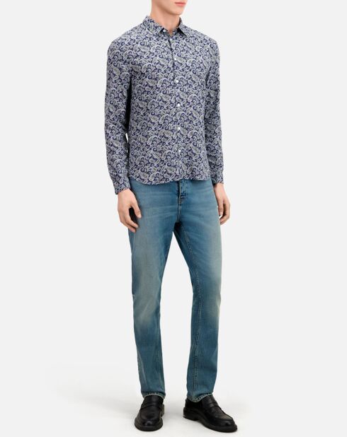 Chemise imprimée bleu marine