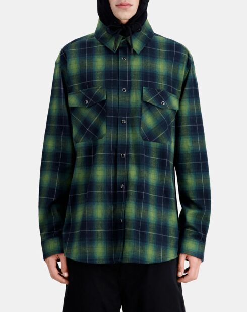 Surchemise à carreaux à capuche noir/vert