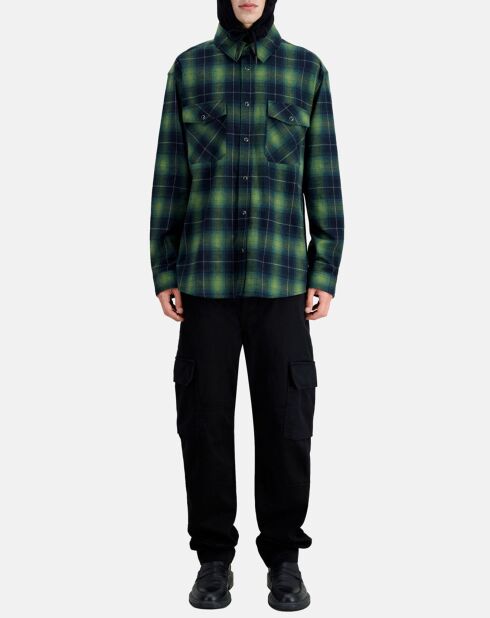 Surchemise à carreaux à capuche noir/vert