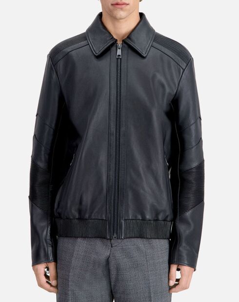 Blouson biker en Cuir noir