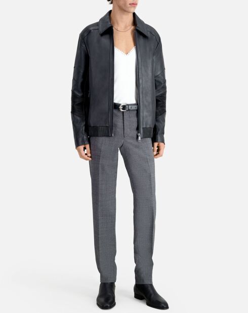 Blouson biker en Cuir noir