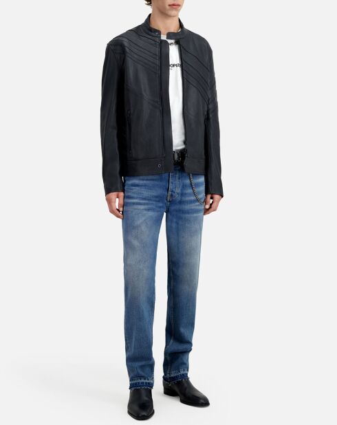 Blouson biker en Cuir noir