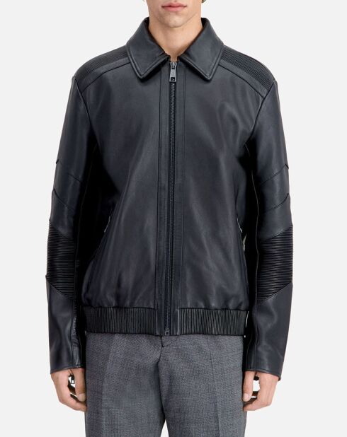 Blouson biker en Cuir noir