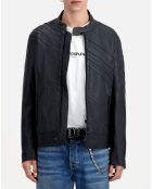 Blouson biker en Cuir noir