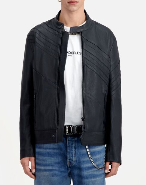 Blouson biker en Cuir noir
