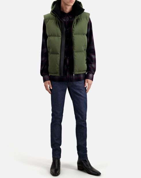 Doudoune à capuche sans manches kaki