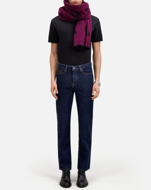 Jean slim avec poche en cuir bleu