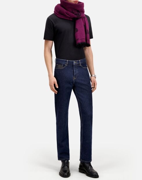 Jean slim avec poche en cuir bleu