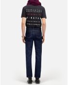 Jean slim avec poche en cuir bleu
