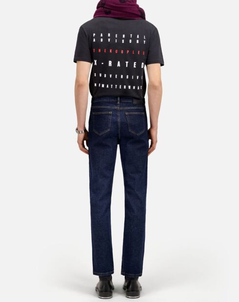 Jean slim avec poche en cuir bleu