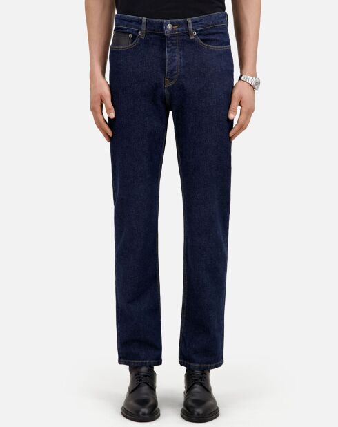 Jean slim avec poche en cuir bleu
