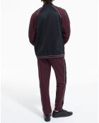 Jogging avec bandes cotés contrastées et piping Soie bordeaux