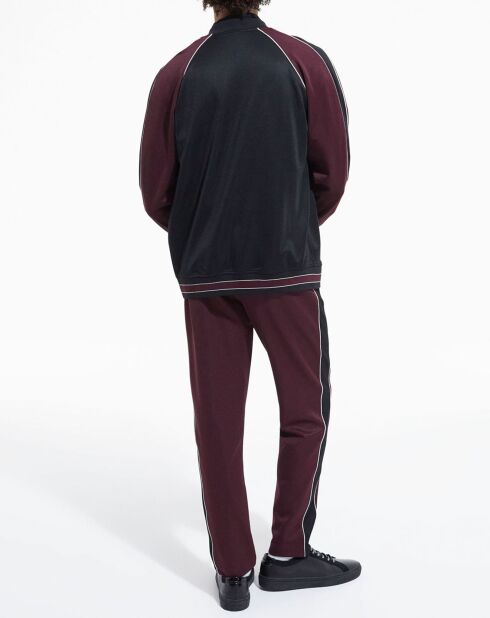 Jogging avec bandes cotés contrastées et piping Soie bordeaux