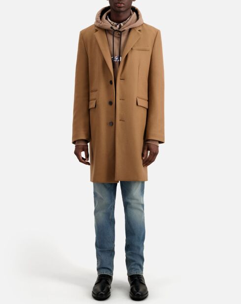 Manteau long en Laine mélangée camel