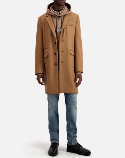 Manteau long en Laine mélangée camel
