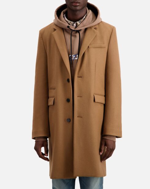 Manteau long en Laine mélangée camel