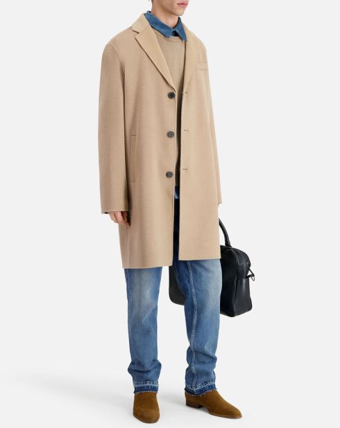 Manteau long en mélange de Laine beige