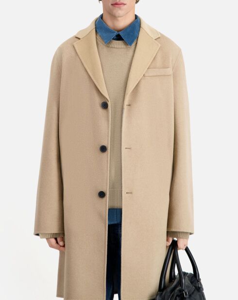 Manteau long en mélange de Laine beige